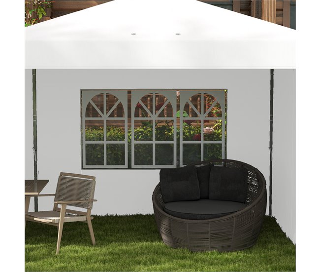Carpa Plegable Acero, Tela Oxford Outsunny Blanco