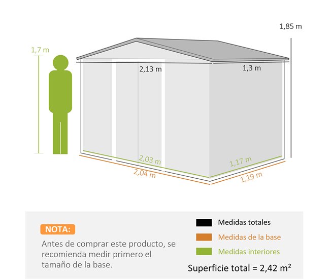 Caseta de Jardín Acero Galvanizado Outsunny Gris