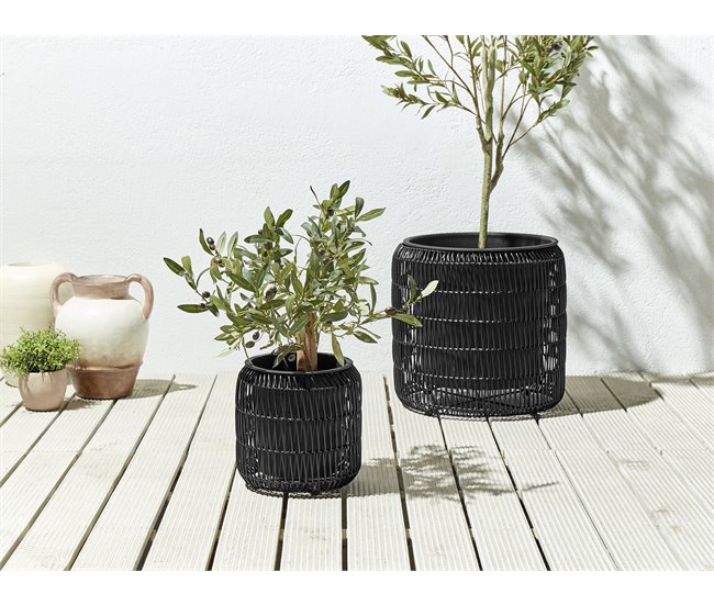 Beliani Conjunto de 2 macetas BRODIEA Negro