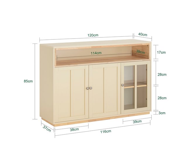 Aparador de Comedor con 3 Puertas 1 Compartimiento SoBuy FSB80-MI Beige