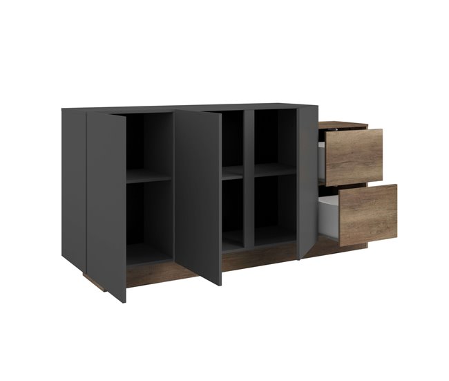 Aparador Opec con 3 Puertas, 2 Cajones y 3 Estantes Gris