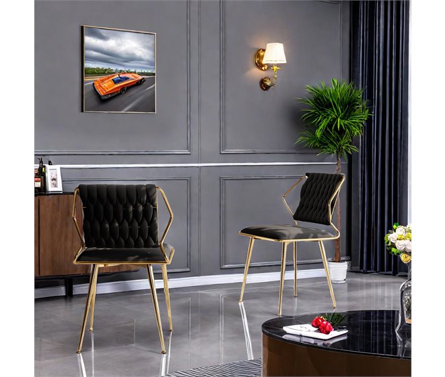 2 piezas, silla de comedor, silla de cocina, silla de salón Negro