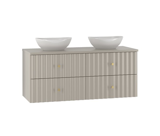 Conjunto de muebles doble lavabo y columna Izae 120 Beige