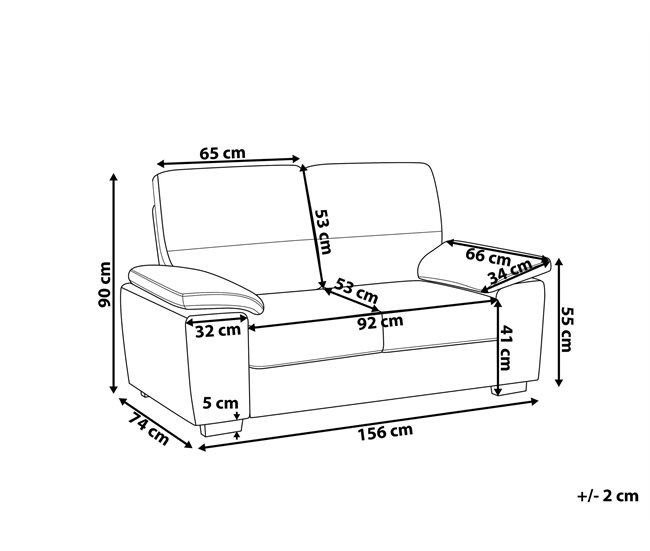 Beliani Sofá de 2 plazas Piel sintética VOGAR Dorado