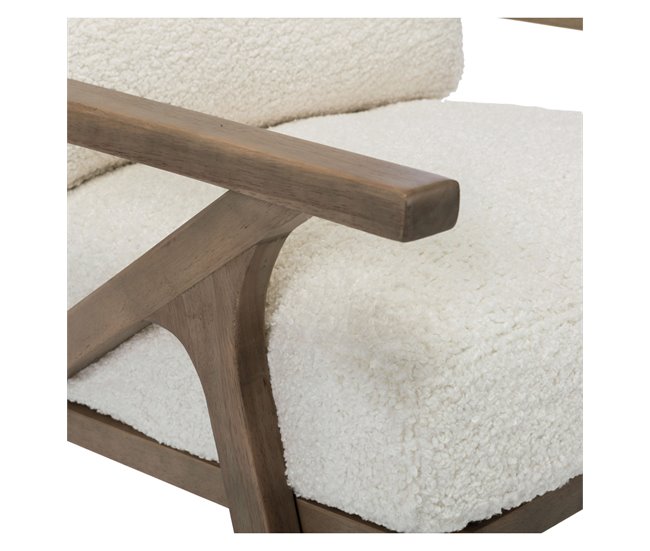 ALAN - Sillón de salón en tejido rizado Army y madera Crudo