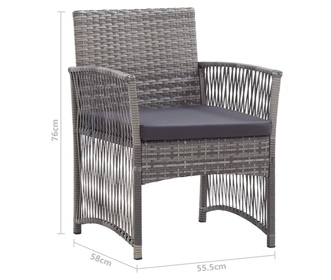 2 Sillones de jardín de ratán sintético con cojines Antracita