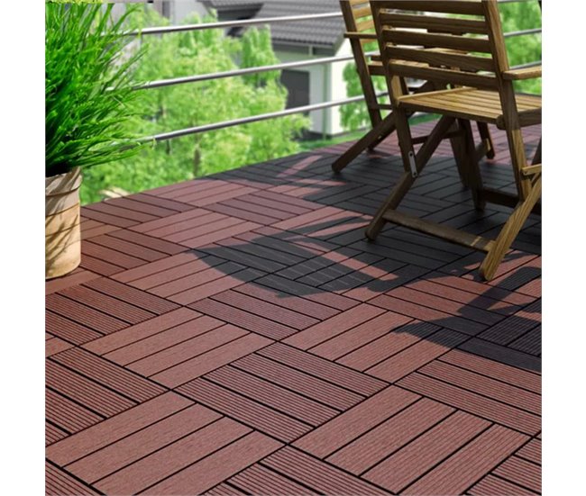 YOEVU - Set de 11 baldosas ensamblables WPC Marron