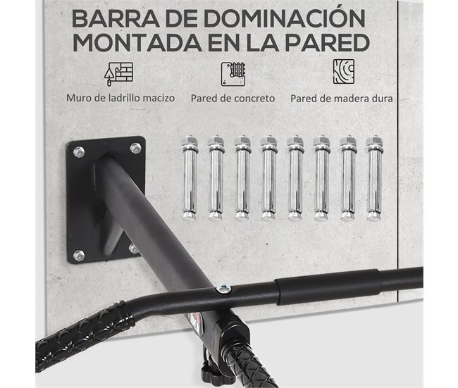 Barra de Dominadas de Pared Acero HOMCOM Negro