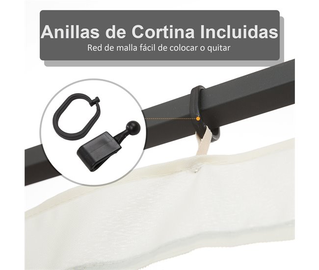 4 Paneles Laterales de Mosquitera para Carpa Poliéster, Nylon 335x0 Negro