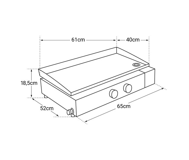 Cook'in Garden - Plancha de gas FINESTA 2B - 2 quemadores 5kW Negro
