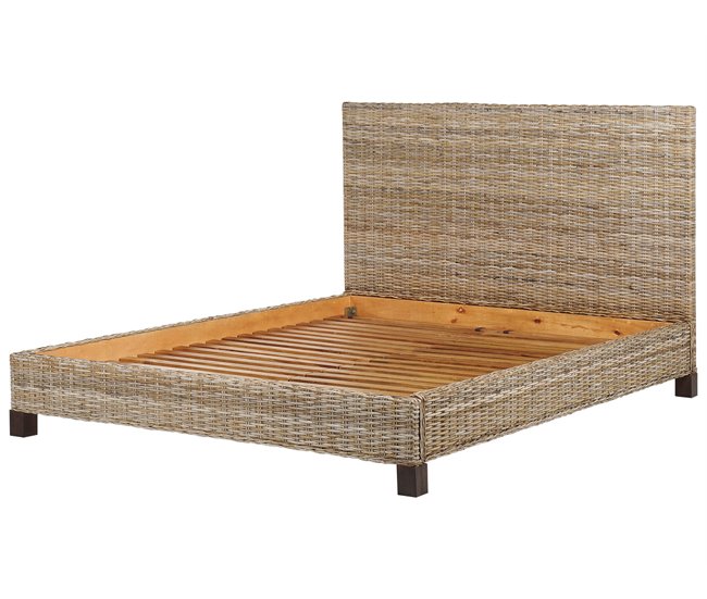 Beliani Cama Ratán SALBRIS 192x213 Natural