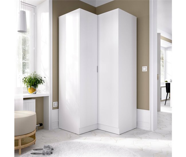 Armario 2 puertas efecto madera 91 Blanco