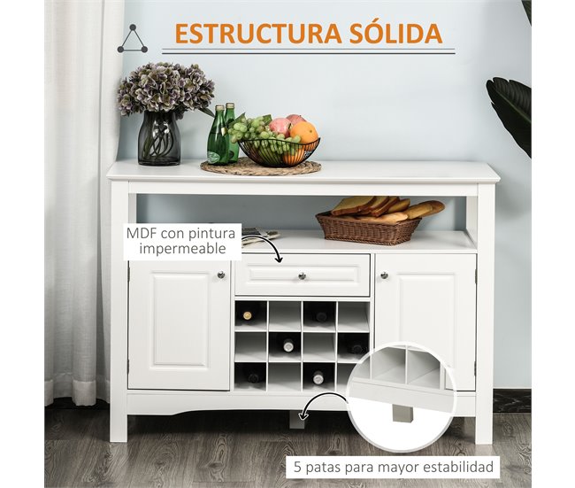 Aparador de Cocina MDF HOMCOM, hogar - cocina Blanco