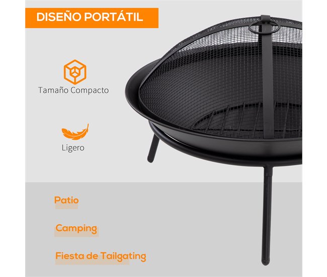 Brasero Exterior Metal Outsunny, hogar - climatización Negro