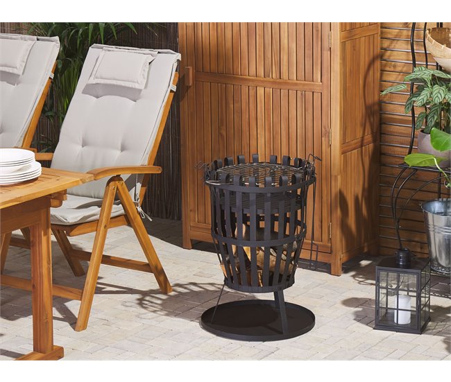 Beliani Fogón de madera PULO Negro