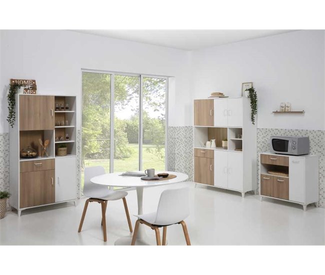 Buffet de cocina FRESH II. 3 Puertas. DMF. Roble/blanco Blanco/ Madera