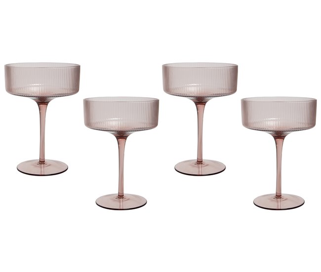 Beliani Cristalería Vidrio AMETHYST Rosa Talco