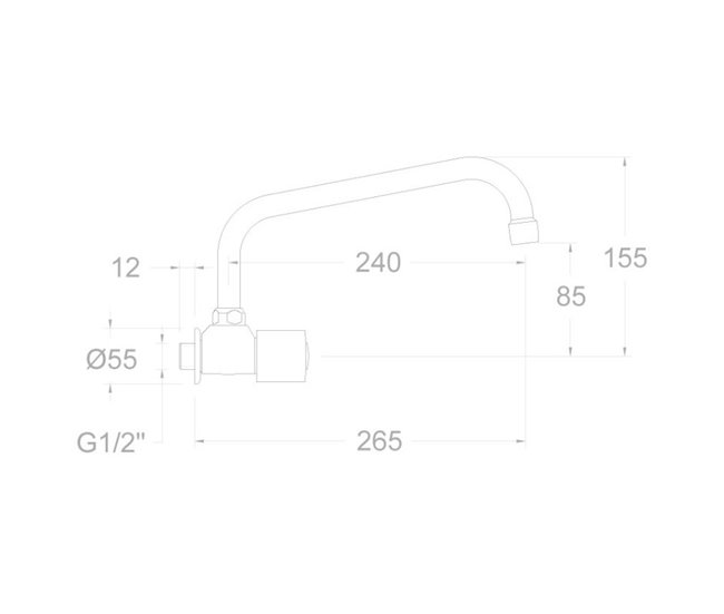 Grifo de Fregadero de Cocina Mural de 1 Agua Serie ECO Cromo