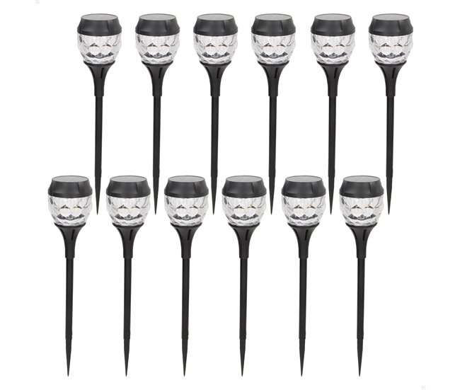 Aktive Set de 12 balizas solares LED 5-10 lúmenes con proyección Negro