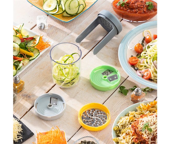 Cortador de Verduras en Espiral y Rallador con Recetas Naranja