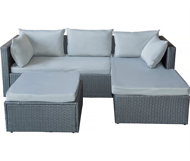 Muebles de jardín bajos en resina tejida Gris
