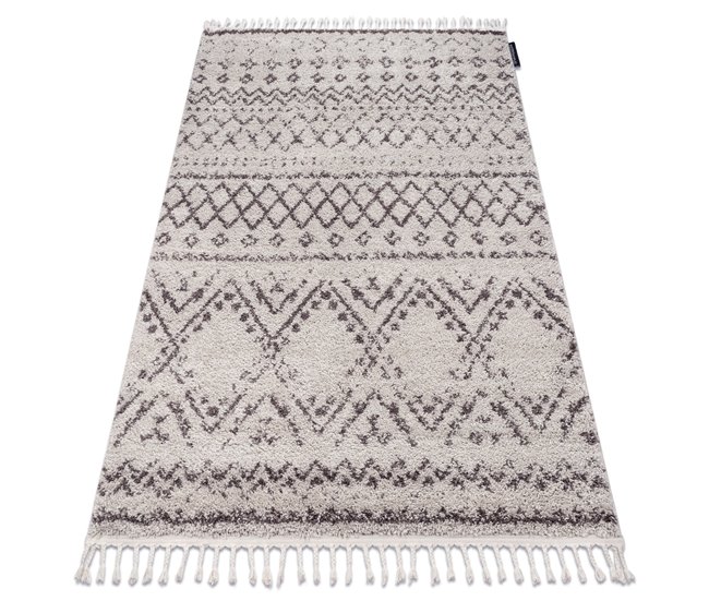 Alfombra BERBER RABAT G0526 Franjas Bereber Marroquí 240x330 Crema