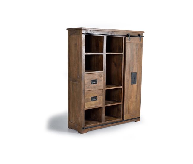 Alacena 1 puerta corredera y 4 cajones en madera de mango Marron