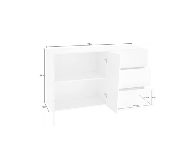 Aparador efecto madera 140 Blanco Brillo