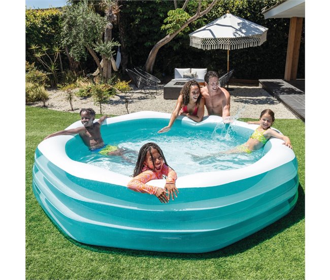 Piscina hinchable familiar octogonal INTEX Azul