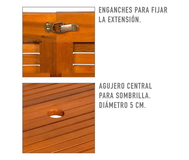 Mesa jardín extensible ovalada acacia 8 comensales Aktive Madera