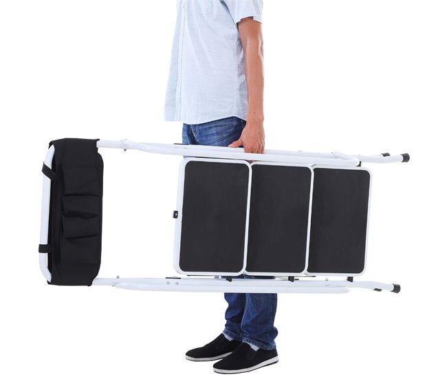Escalera Plegable Metal, Acero HOMCOM Blanco