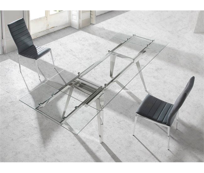 ANGEL CERDA Mesa comedor extensible cristal Transparente