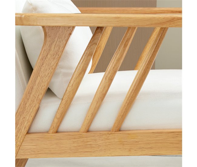 Butaca de Salón Terciopelo, Espuma, Madera de Caucho HOMCOM Crudo