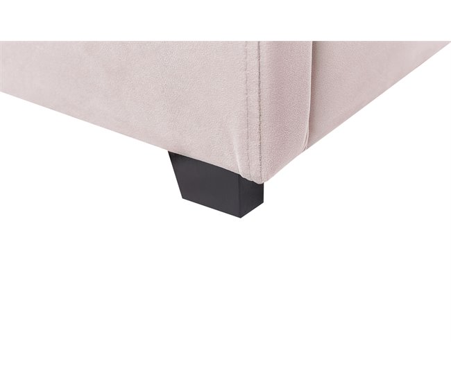 Beliani Cama con almacenaje Terciopelo VINCENNES 147x214 Blanco/ Beige