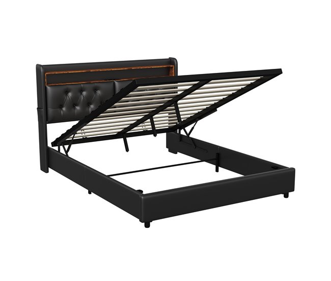 Cama con almacenamiento 200x140 Negro