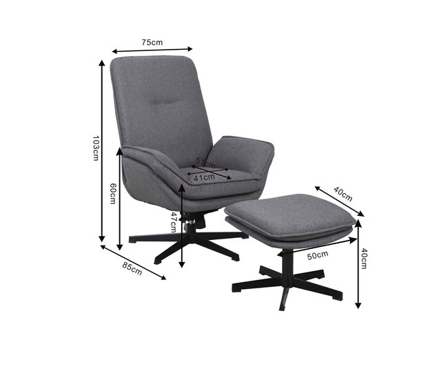 Sillón decorativo rotativo SARA color gris Gris