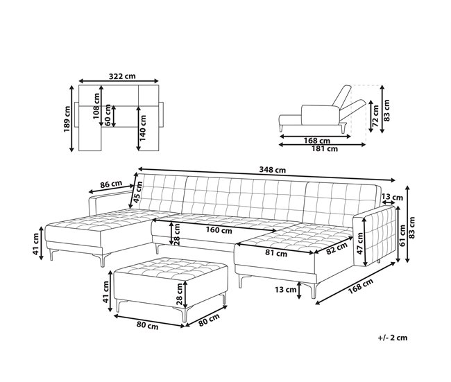Beliani Sofá modular Terciopelo ABERDEEN Rosa