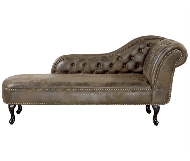 Beliani Chaise longue derecho Gamuza sintética NIMES Gris Oscuro