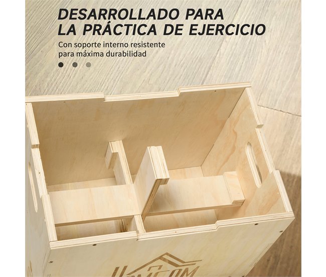 Caja Pliométrica Madera de Haya HOMCOM, ferretería - seguridad Marron