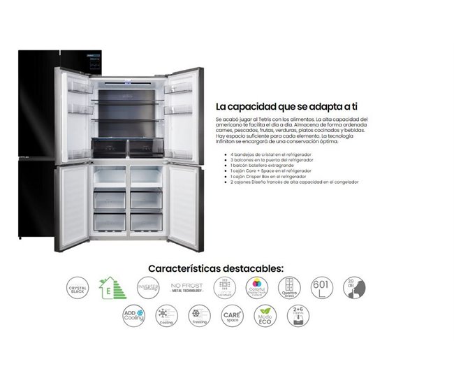 Frigorifico Americano Infiniton AMCB-601CD78NEG, 601 l Negro