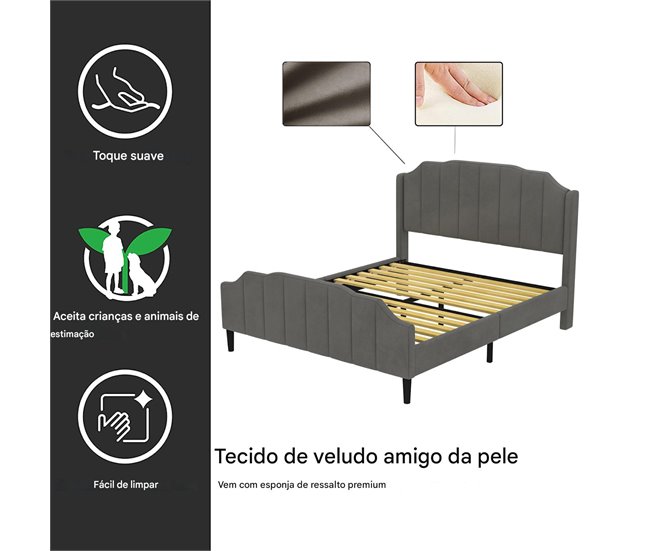 Marco de la cama 200x140 Gris