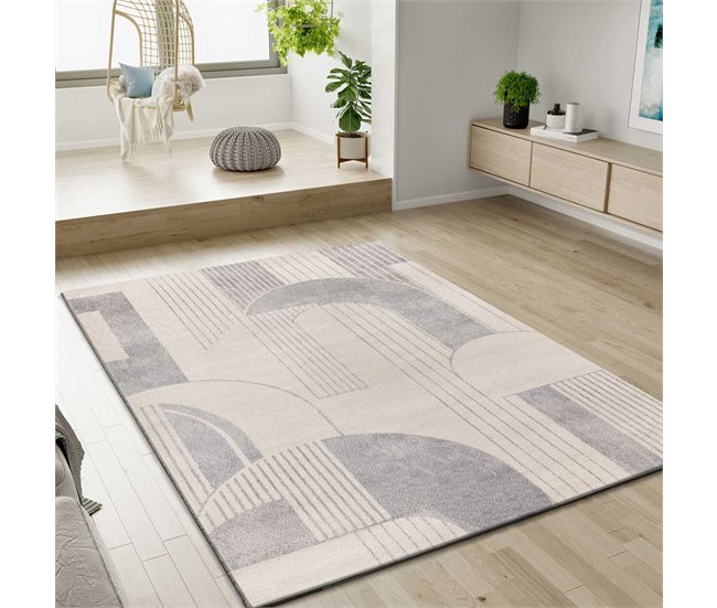Alfombra de diseño geométrico PORTO - ATTICGO 80x150 Gris