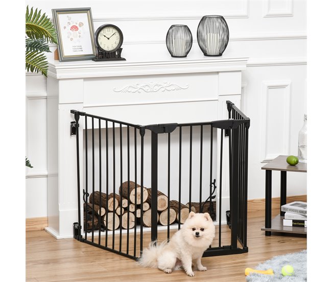 Barrera de Seguridad Metal y Plástico PawHut Negro