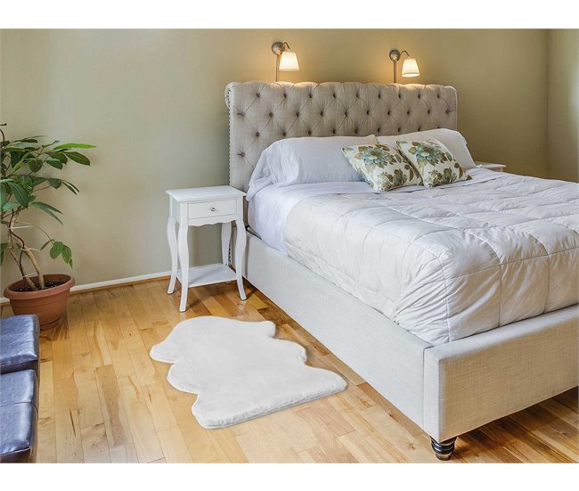 Alfombra lisa lavable de pelo alto FOX - ATTICGO 60x90 Blanco