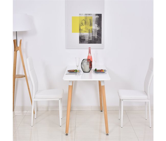Mesa de Comedor Metal, Tablero de MDF de Grado E1, Madera de Haya 120x60 Blanco