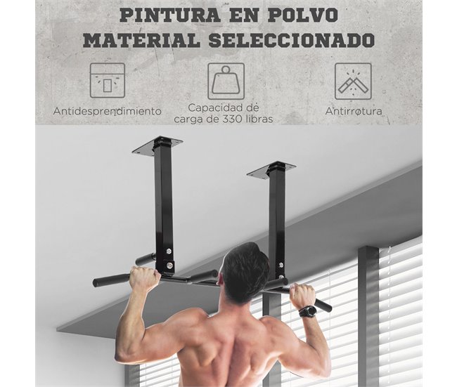 Barra de Dominadas Acero HOMCOM, deportes y ocio - musculación Negro