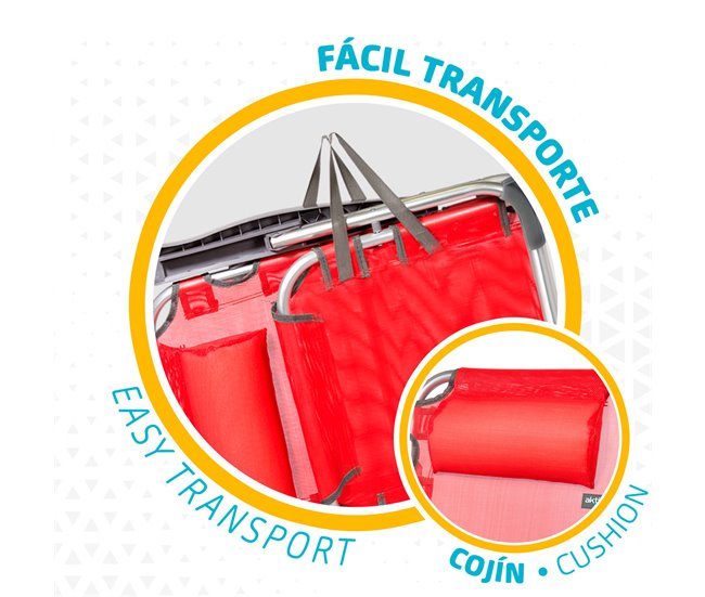 Aktive Pack 2 sillas playa multiposición con cojín Rojo