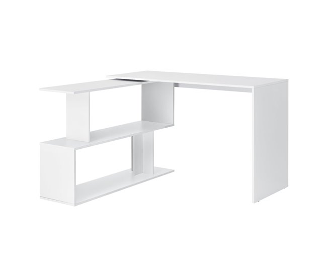 Escritorio con estantes, escritorio esquinero extensible Blanco