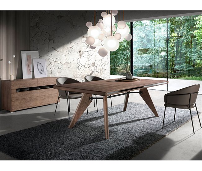 Mesa comedor rectangular nogal y nogal Nogal