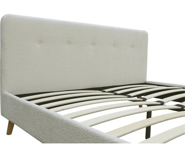 Cama de lana rizada para 2 personas Némo 167x215 Crema